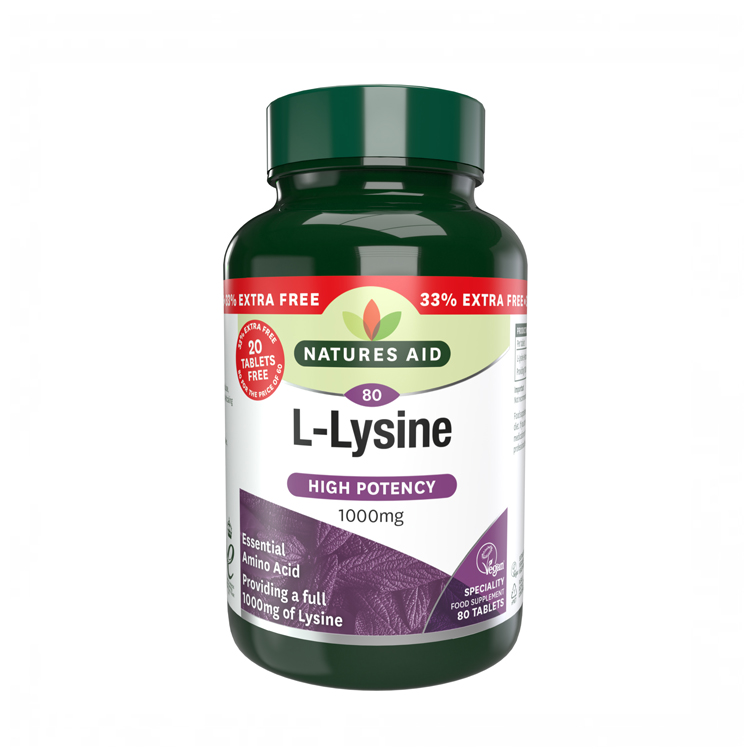 Natures Aid L Lysine 1000mg 80 tabs (60+20 Free)